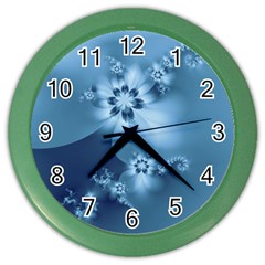 Steel Blue Flowers Color Wall Clock