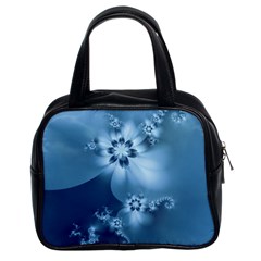 Steel Blue Flowers Classic Handbag (two Sides) by SpinnyChairDesigns