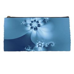 Steel Blue Flowers Pencil Case by SpinnyChairDesigns