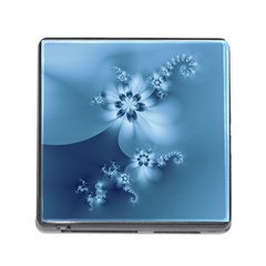 Steel Blue Flowers Memory Card Reader (Square 5 Slot)