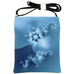 Steel Blue Flowers Shoulder Sling Bag