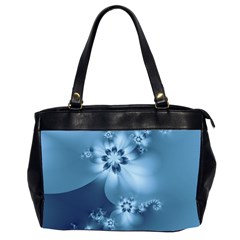 Steel Blue Flowers Oversize Office Handbag (2 Sides)