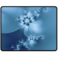 Steel Blue Flowers Fleece Blanket (Medium) 