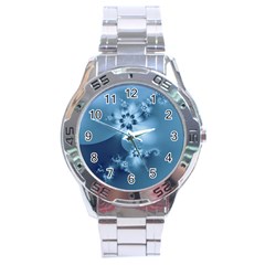 Steel Blue Flowers Stainless Steel Analogue Watch