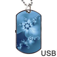 Steel Blue Flowers Dog Tag USB Flash (Two Sides)