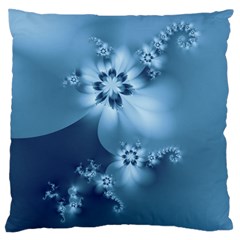 Steel Blue Flowers Large Cushion Case (Two Sides)