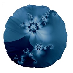 Steel Blue Flowers Large 18  Premium Round Cushions