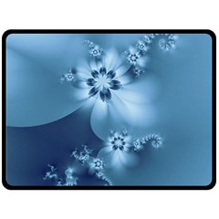 Steel Blue Flowers Double Sided Fleece Blanket (Large) 