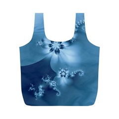 Steel Blue Flowers Full Print Recycle Bag (m) by SpinnyChairDesigns