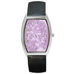 Lavender And White Flowers Barrel Style Metal Watch by SpinnyChairDesigns