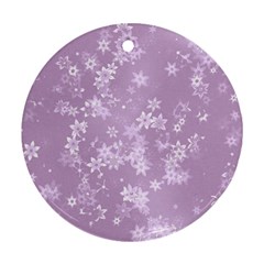 Lavender And White Flowers Round Ornament (two Sides) by SpinnyChairDesigns