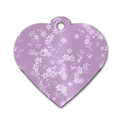 Lavender And White Flowers Dog Tag Heart (one Side) by SpinnyChairDesigns