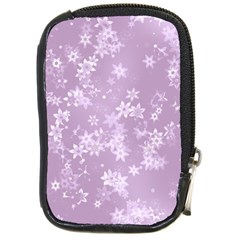 Lavender And White Flowers Compact Camera Leather Case by SpinnyChairDesigns