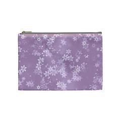 Lavender And White Flowers Cosmetic Bag (medium) by SpinnyChairDesigns