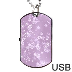 Lavender And White Flowers Dog Tag Usb Flash (one Side) by SpinnyChairDesigns