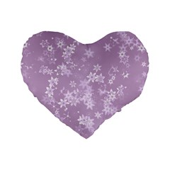 Lavender And White Flowers Standard 16  Premium Heart Shape Cushions by SpinnyChairDesigns