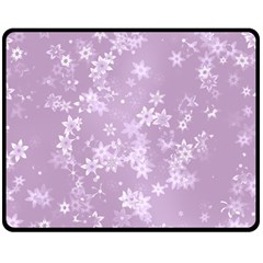 Lavender And White Flowers Double Sided Fleece Blanket (medium)  by SpinnyChairDesigns
