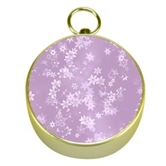 Lavender And White Flowers Gold Compasses by SpinnyChairDesigns