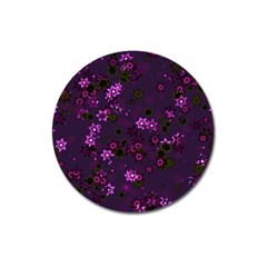 Purple Flowers Magnet 3  (round) by SpinnyChairDesigns