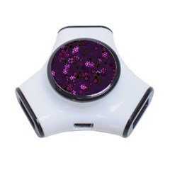 Purple Flowers 3-port Usb Hub by SpinnyChairDesigns