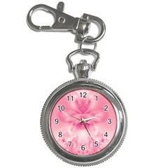 Pink Floral Pattern Key Chain Watches by SpinnyChairDesigns