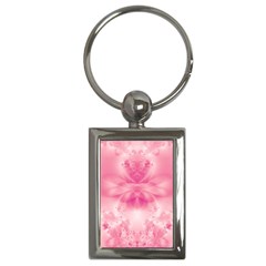 Pink Floral Pattern Key Chain (rectangle) by SpinnyChairDesigns