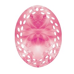Pink Floral Pattern Ornament (oval Filigree) by SpinnyChairDesigns