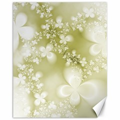 Olive Green With White Flowers Canvas 11  X 14 