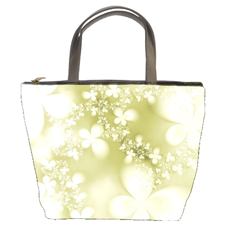 Olive Green With White Flowers Bucket Bag