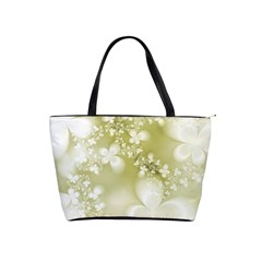Olive Green With White Flowers Classic Shoulder Handbag by SpinnyChairDesigns