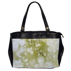 Olive Green With White Flowers Oversize Office Handbag by SpinnyChairDesigns