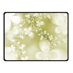 Olive Green With White Flowers Fleece Blanket (small) by SpinnyChairDesigns