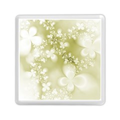 Olive Green With White Flowers Memory Card Reader (square) by SpinnyChairDesigns