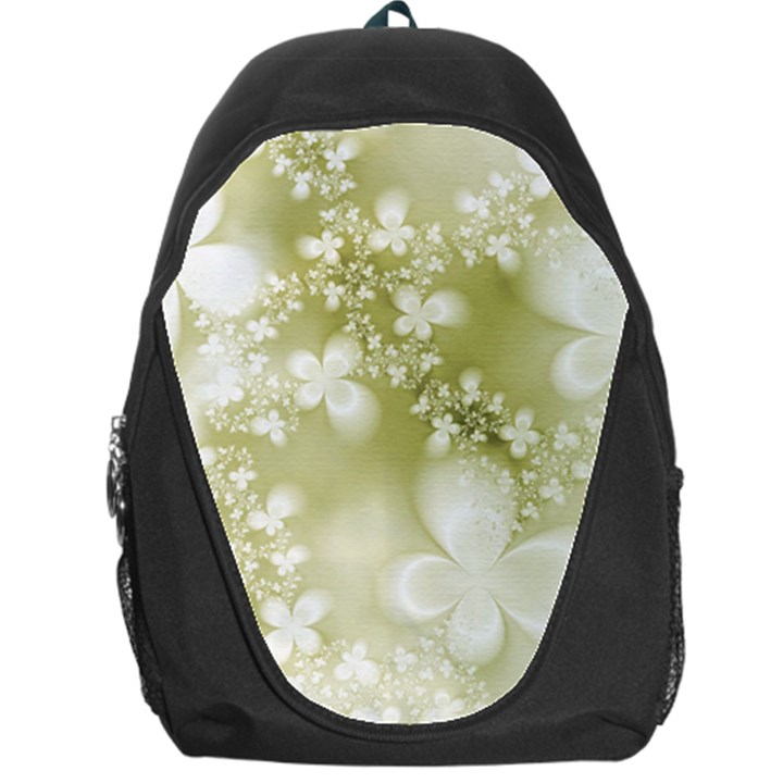 Olive Green With White Flowers Backpack Bag