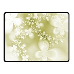 Olive Green With White Flowers Double Sided Fleece Blanket (small) 