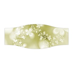 Olive Green With White Flowers Stretchable Headband by SpinnyChairDesigns