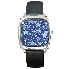 Stars Blue Square Metal Watch