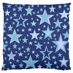 Stars Blue Large Flano Cushion Case (one Side) by MooMoosMumma