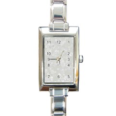 Ash Grey Floral Pattern Rectangle Italian Charm Watch by SpinnyChairDesigns