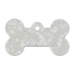 Ash Grey Floral Pattern Dog Tag Bone (two Sides) by SpinnyChairDesigns