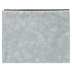 Ash Grey Floral Pattern Cosmetic Bag (xxxl) by SpinnyChairDesigns