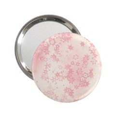 Baby Pink Floral Print 2 25  Handbag Mirrors by SpinnyChairDesigns