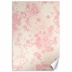 Baby Pink Floral Print Canvas 20  X 30  by SpinnyChairDesigns