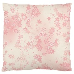 Baby Pink Floral Print Large Flano Cushion Case (one Side) by SpinnyChairDesigns