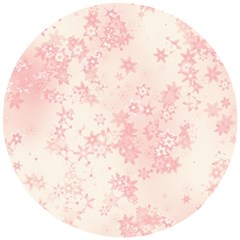 Baby Pink Floral Print Wooden Puzzle Round by SpinnyChairDesigns