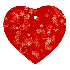 Red And White Flowers Heart Ornament (two Sides) by SpinnyChairDesigns