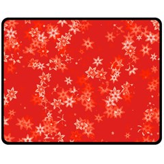 Red And White Flowers Double Sided Fleece Blanket (medium)  by SpinnyChairDesigns