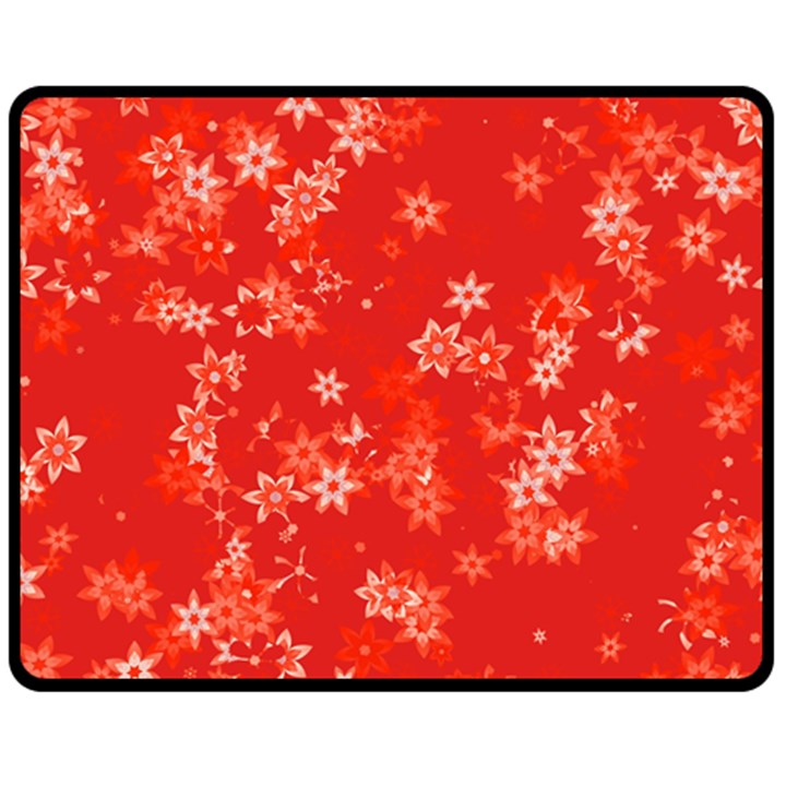 Red and White Flowers Double Sided Fleece Blanket (Medium) 