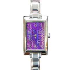 Boho Purple Floral Print Rectangle Italian Charm Watch by SpinnyChairDesigns