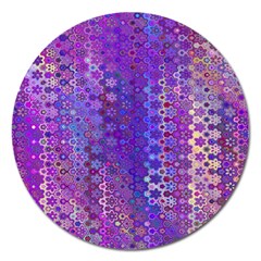 Boho Purple Floral Print Magnet 5  (round) by SpinnyChairDesigns